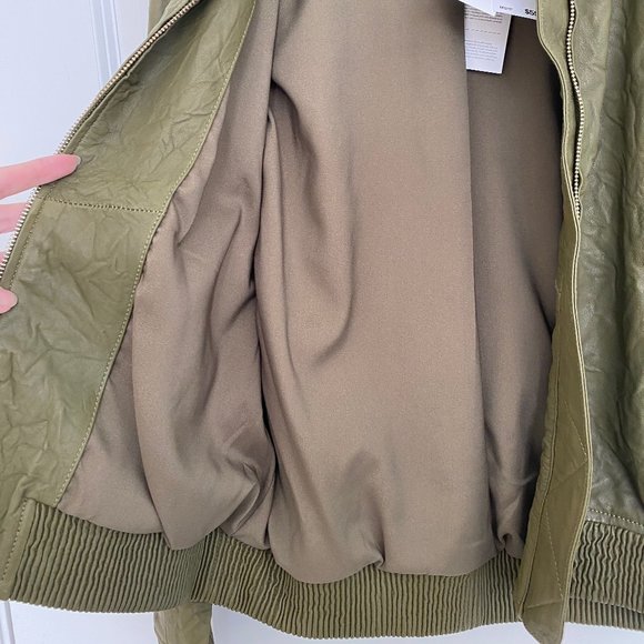 NWT Michael Kors Leather Jacket Olive Green - Picture 4 of 15